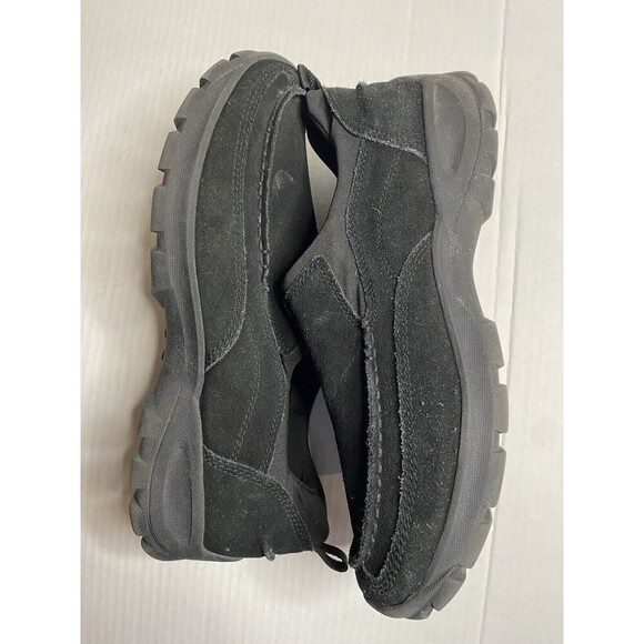 Lands End Men's All Weather Suede Leather Slip On Moc Shoes Size 12 Black - Picture 5 of 7